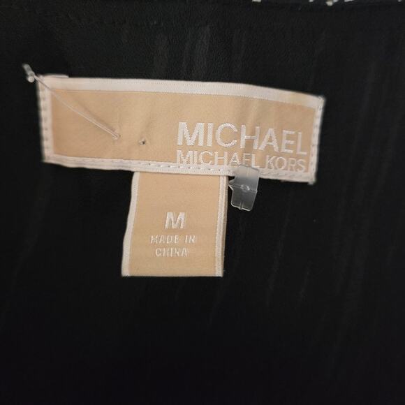 Michael Michael Kors 100% Silk Black Tan Front Pocket Hi - Low Dress Sz M - Picture 4 of 5